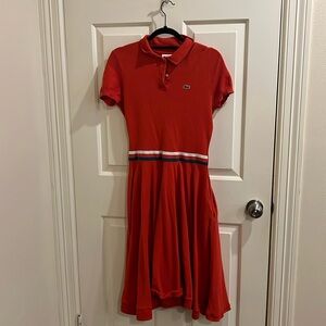 Lacoste EUC red polo dress with pockets side zip fit and flare